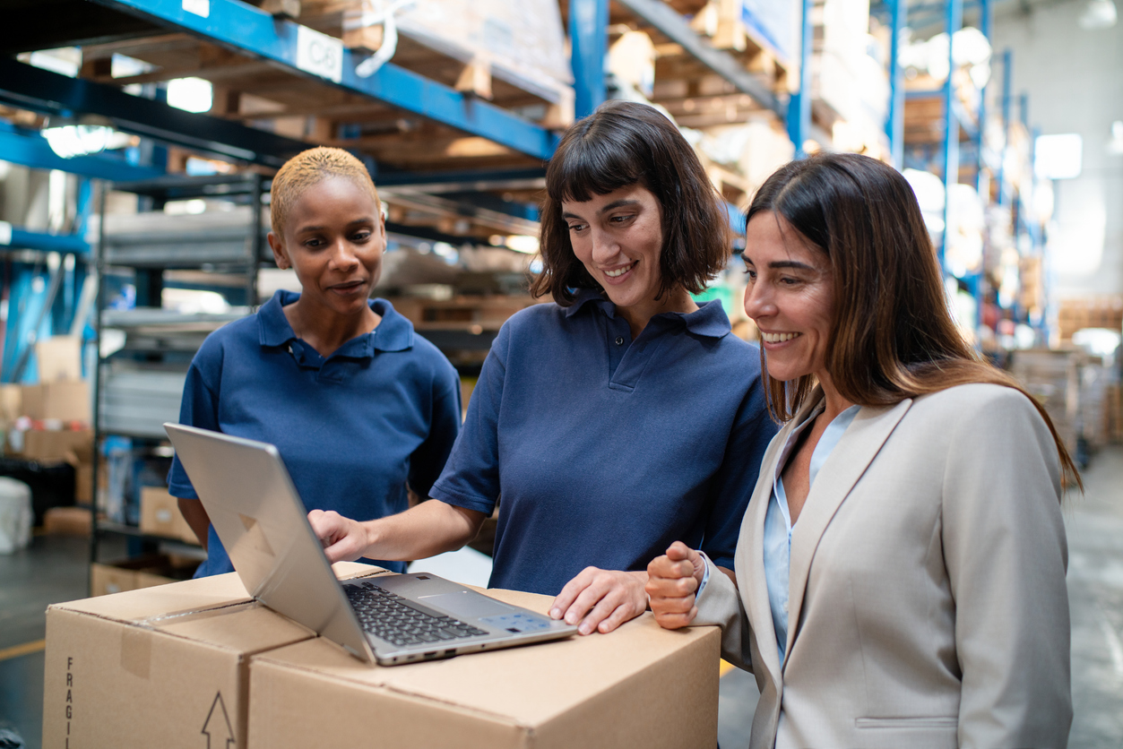 Supply Chain and Marketing Professionals Working on a Laptop